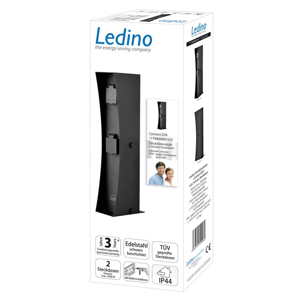 Ledino Ledar Connect D2A Steckdosensäule anthrazit 2-fach IP44