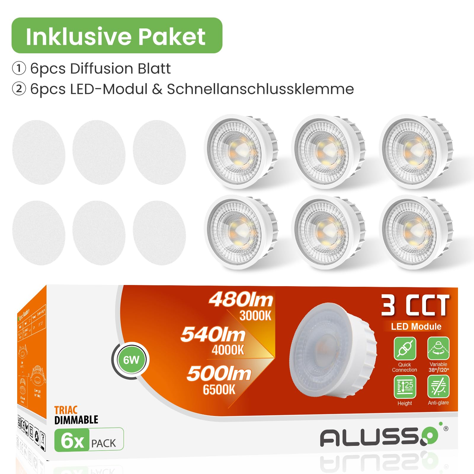 Alusso Bulb LED Modul 6W 3CCT dimmbar Ø50x25mm