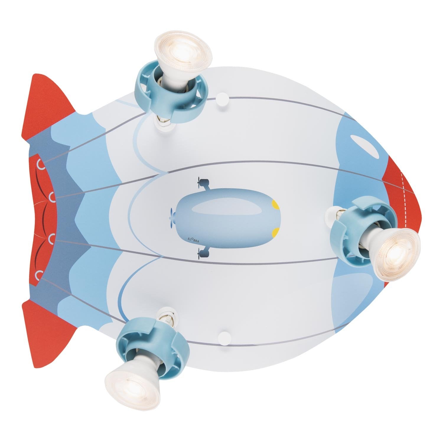 Elobra Kids 3er Spot Rondell Luftschiff Deckenleuchte Blau