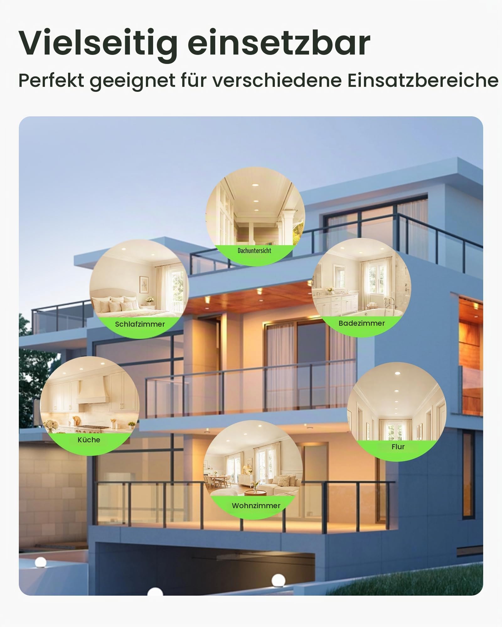 Alusso Einbaustrahler 230V 55-68mm 12er IP44 3 Farben