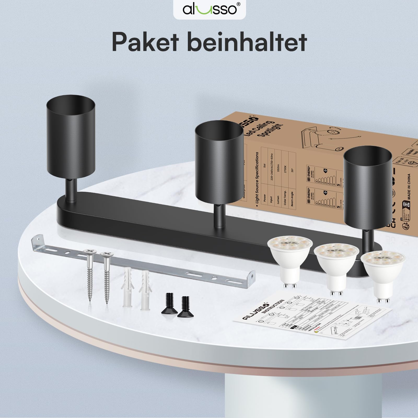 Alusso Recessed Ceiling Light Deckenstrahler 3 flammig GU10