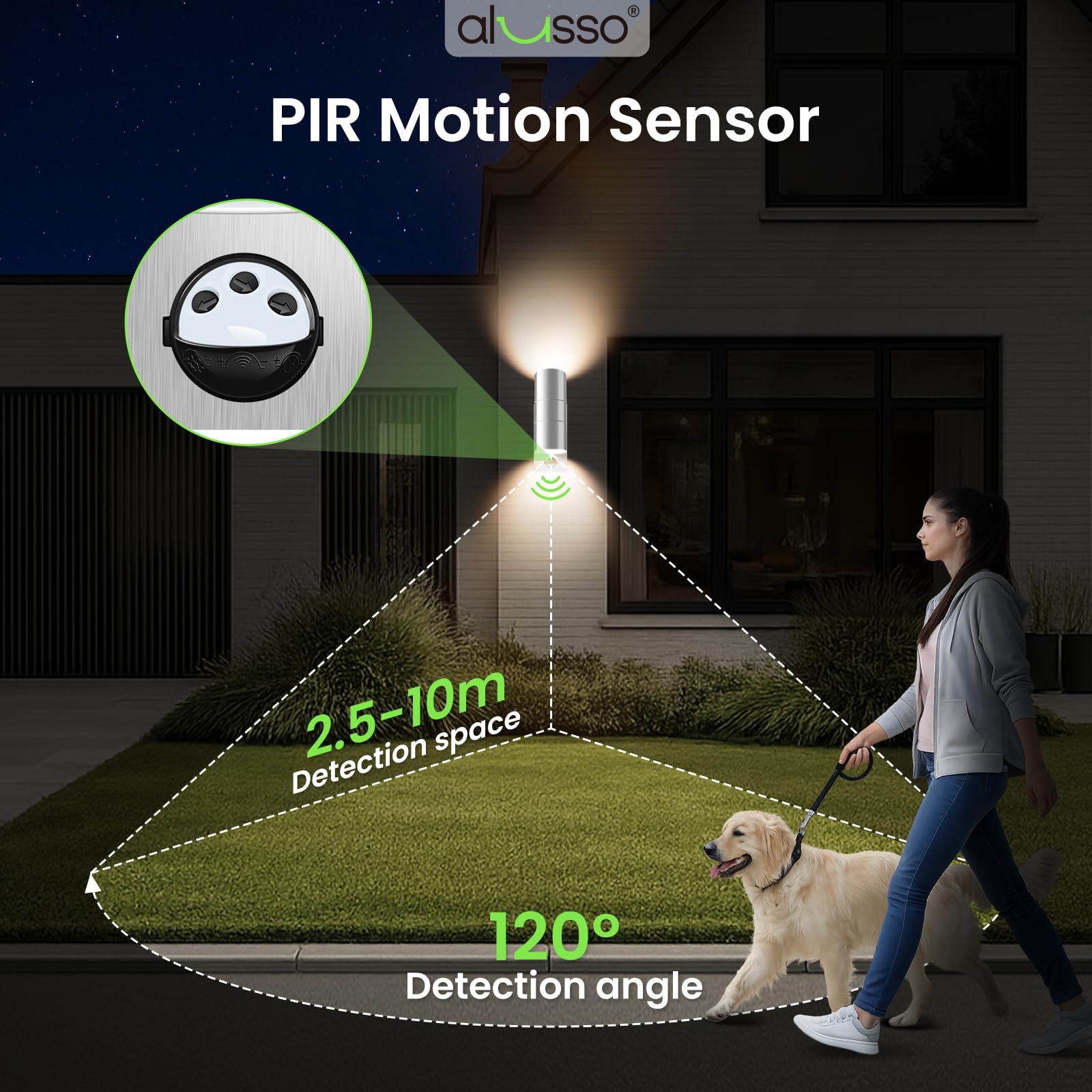 Alusso Security Light Außenlampe Sensor Silber GU10