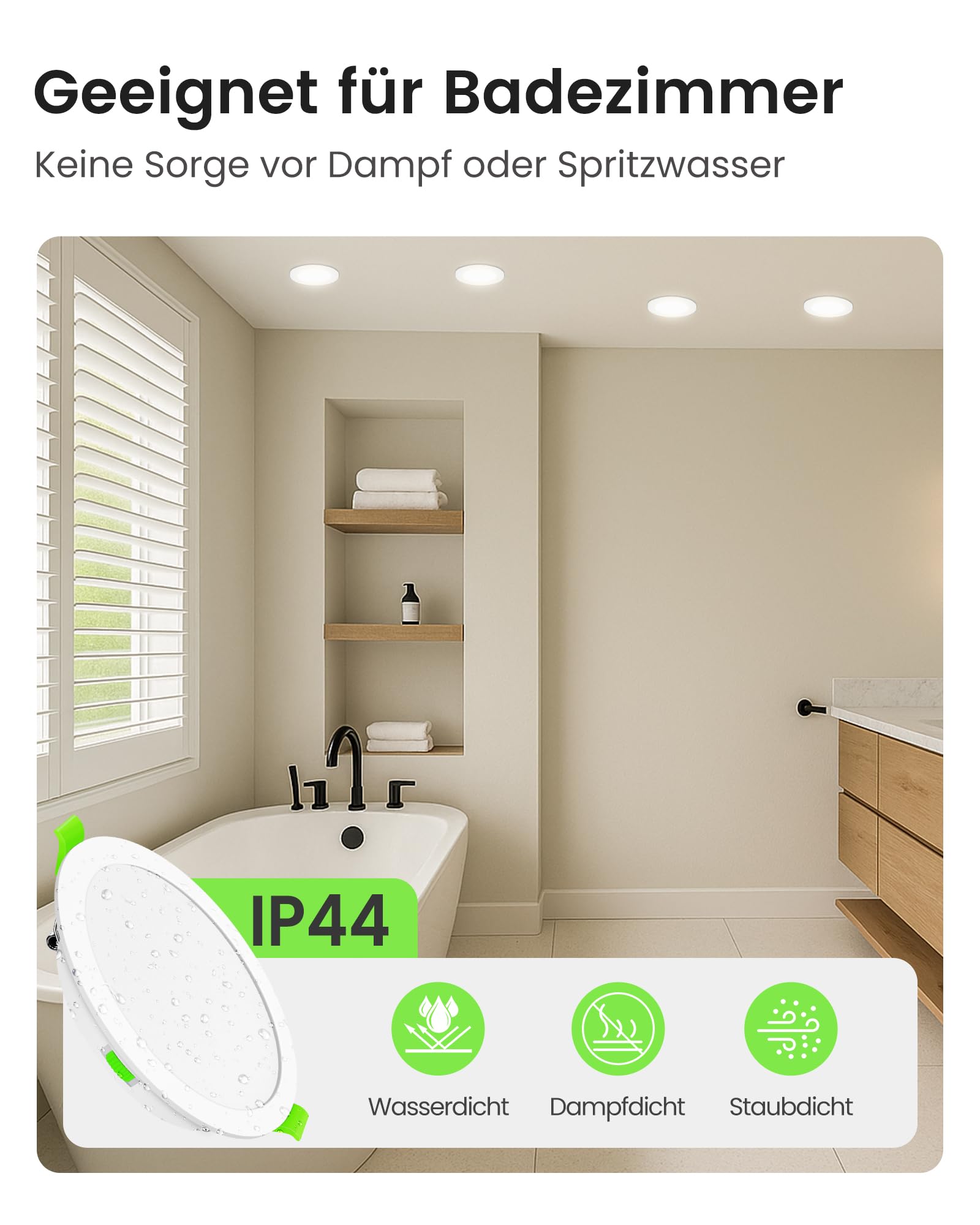 Alusso Recessed 22W Einbaustrahler 6er-Set 3CCT dimmbar IP44