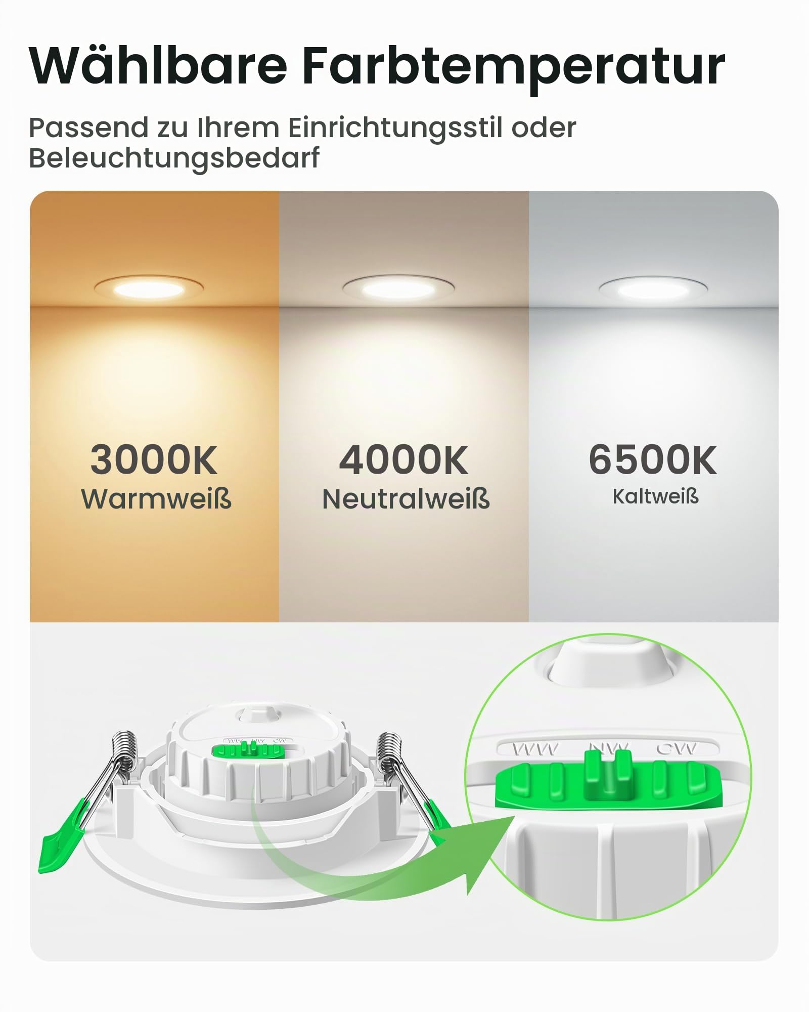 ALUSSO Einbaustrahler LED Weiß schwenkbar 3CCT