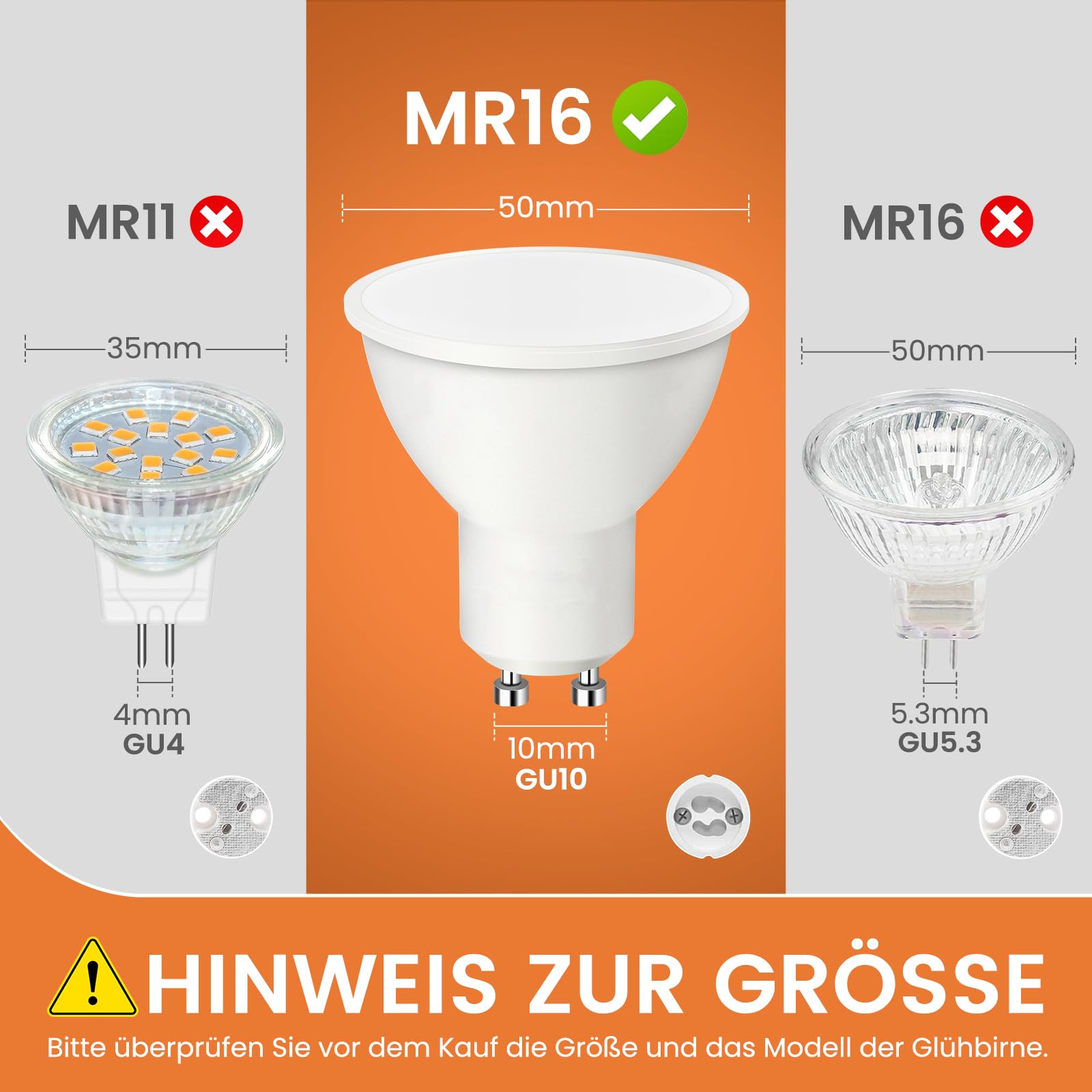 Alusso Bulb GU10 LED 7W Warmweiß 3000K 560LM 4 Stück
