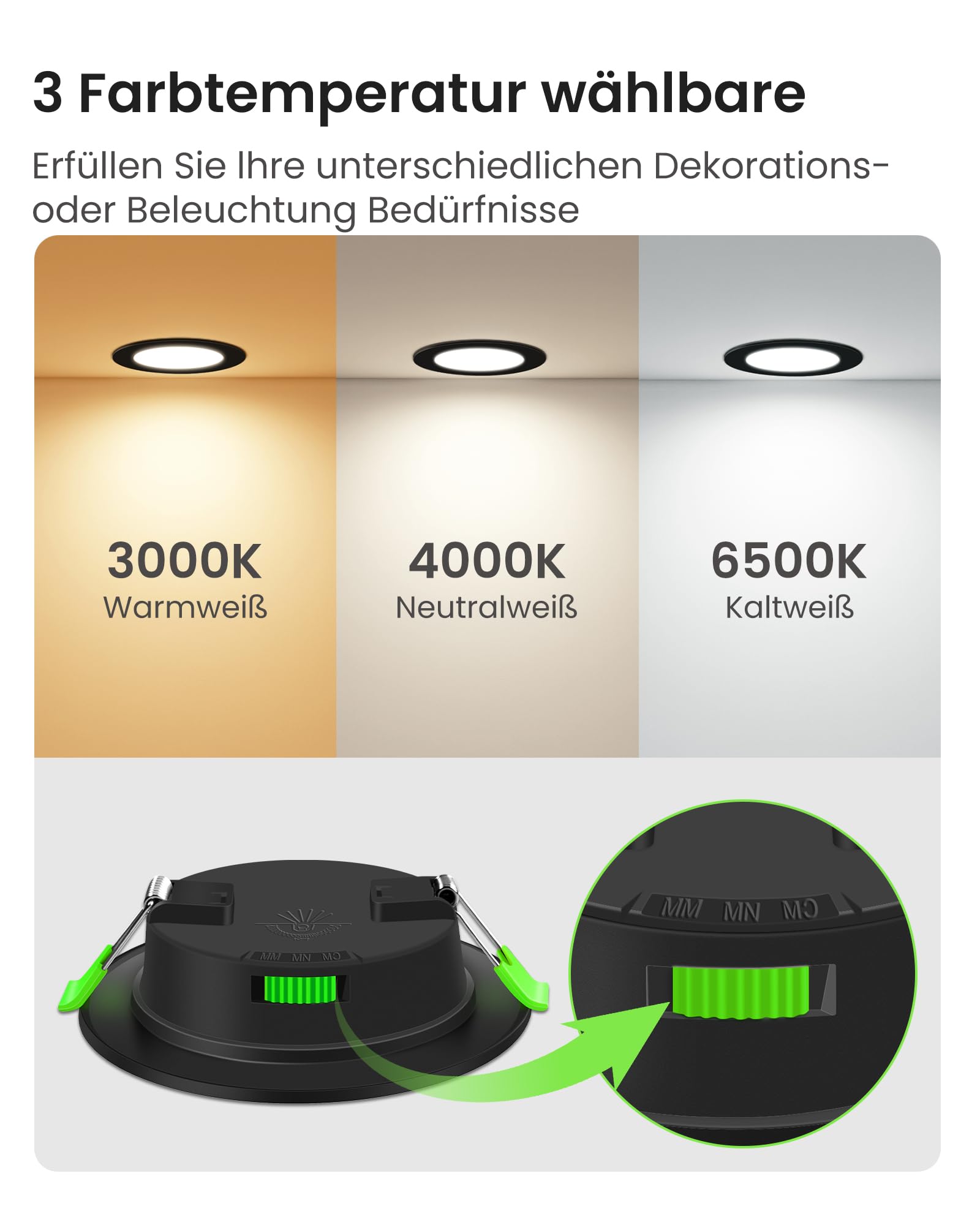 ALUSSO Einbaustrahler LED 68-78mm 5W dimmbar 10er Set 3CCT