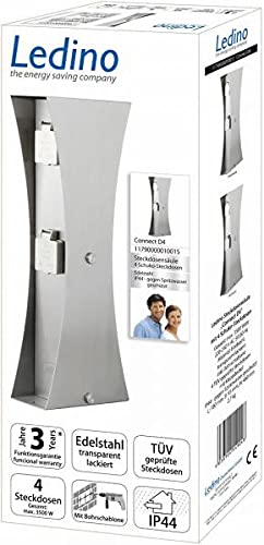 Ledino Ledar Connect D4 Steckdosensäule Edelstahl 4-fach Outdoor