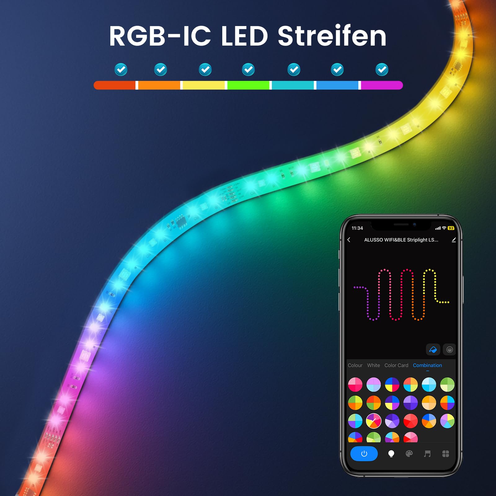 Alusso Smart Home LED Strip 5M RGBIC mit App