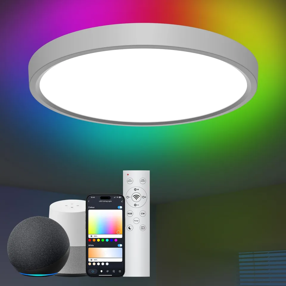 Modlicht LED Deckenleuchte 28W Ø30cm Weiß RGBIC Smart