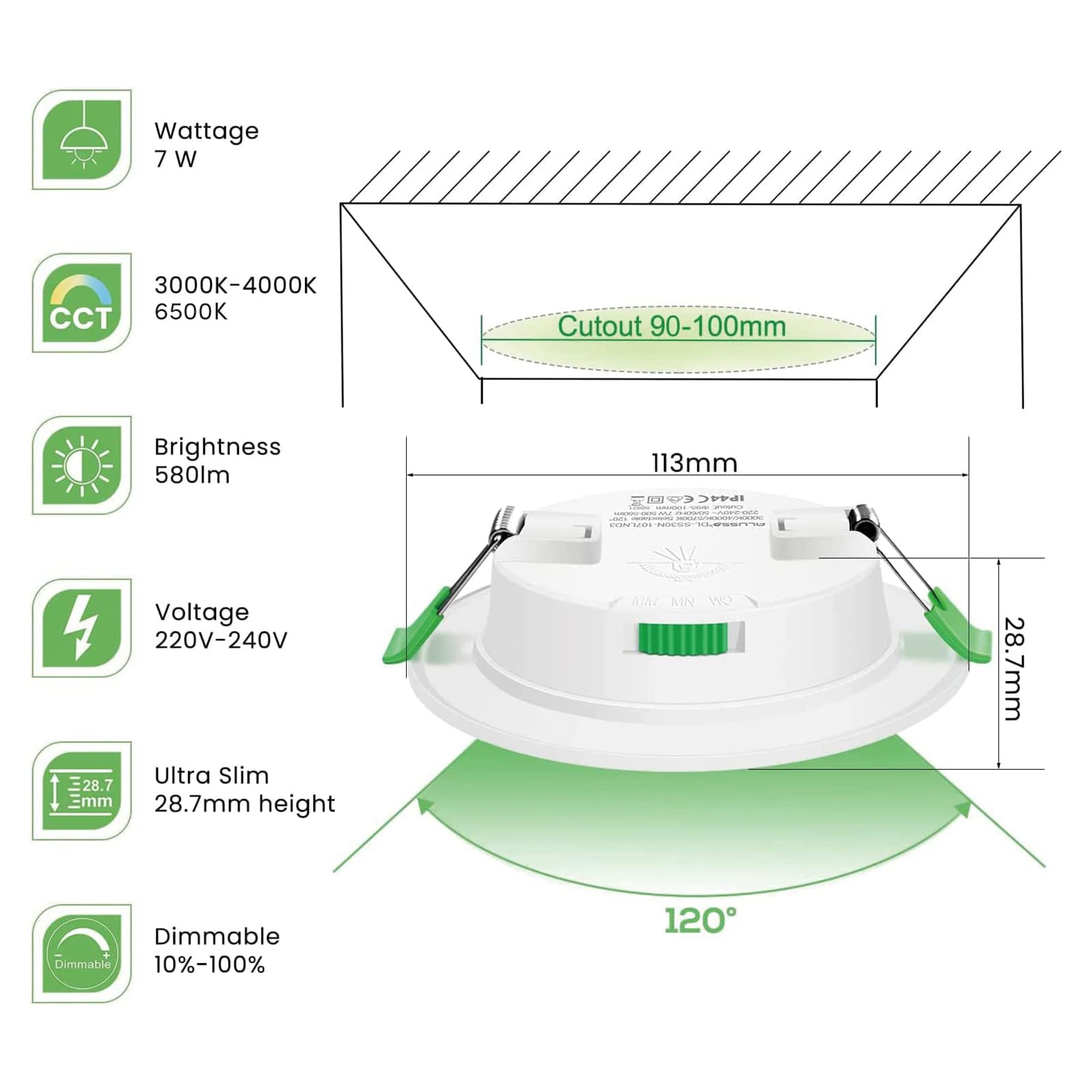 Alusso Einbaustrahler 7W LED Deckenspots 12er Set IP44