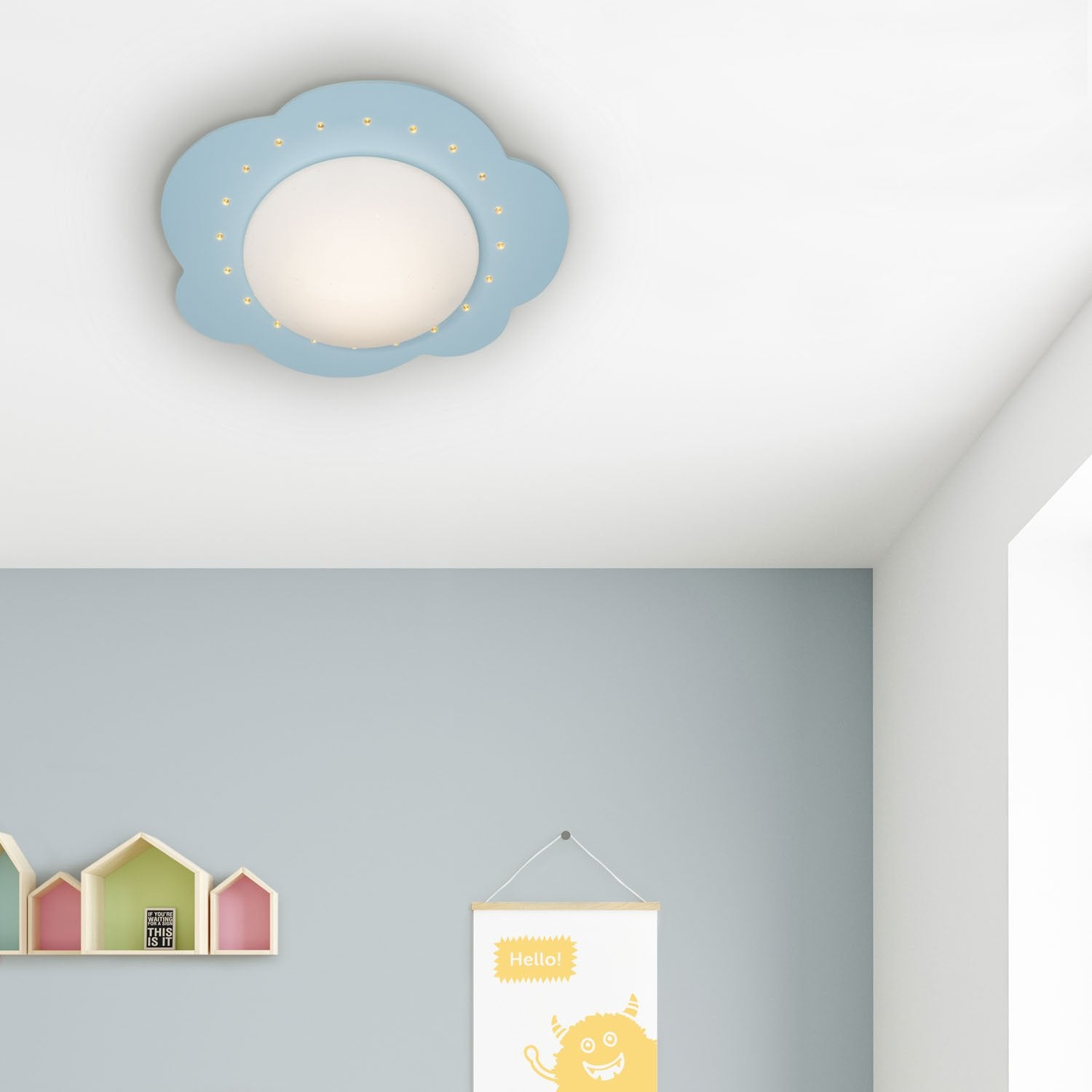 Elobra Wolke-S LED Deckenleuchte hellblau 48 cm