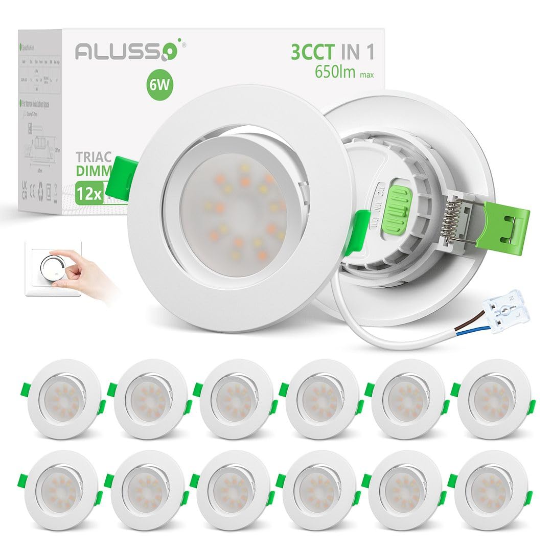 Alusso Recessed Ceiling Light 12er Set 6W 3CCT dimmbar