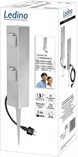 Ledino Ledar Connect S4 Steckdosensäule 4er Edelstahl
