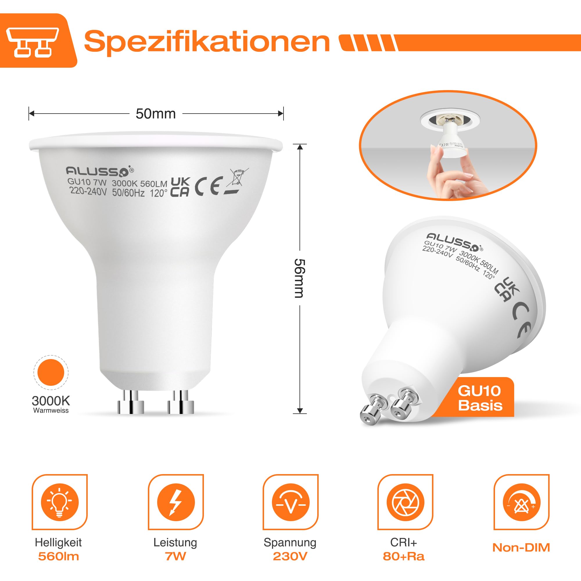 Alusso Bulb LED Birne warmweiss 3000K 4er Pack 7W