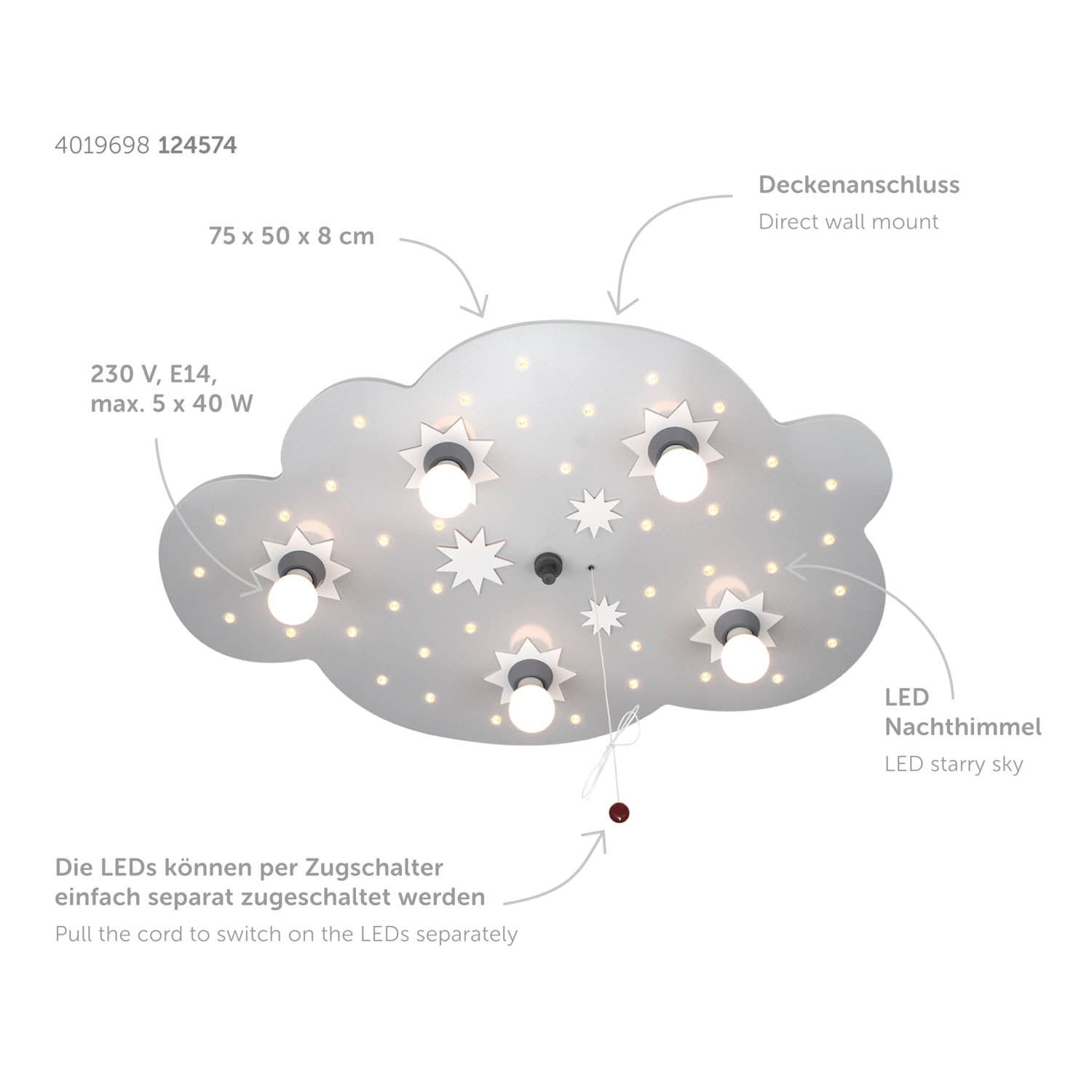 Elobra Kids Sternenwolke M Bildwolke Deckenleuchte LED