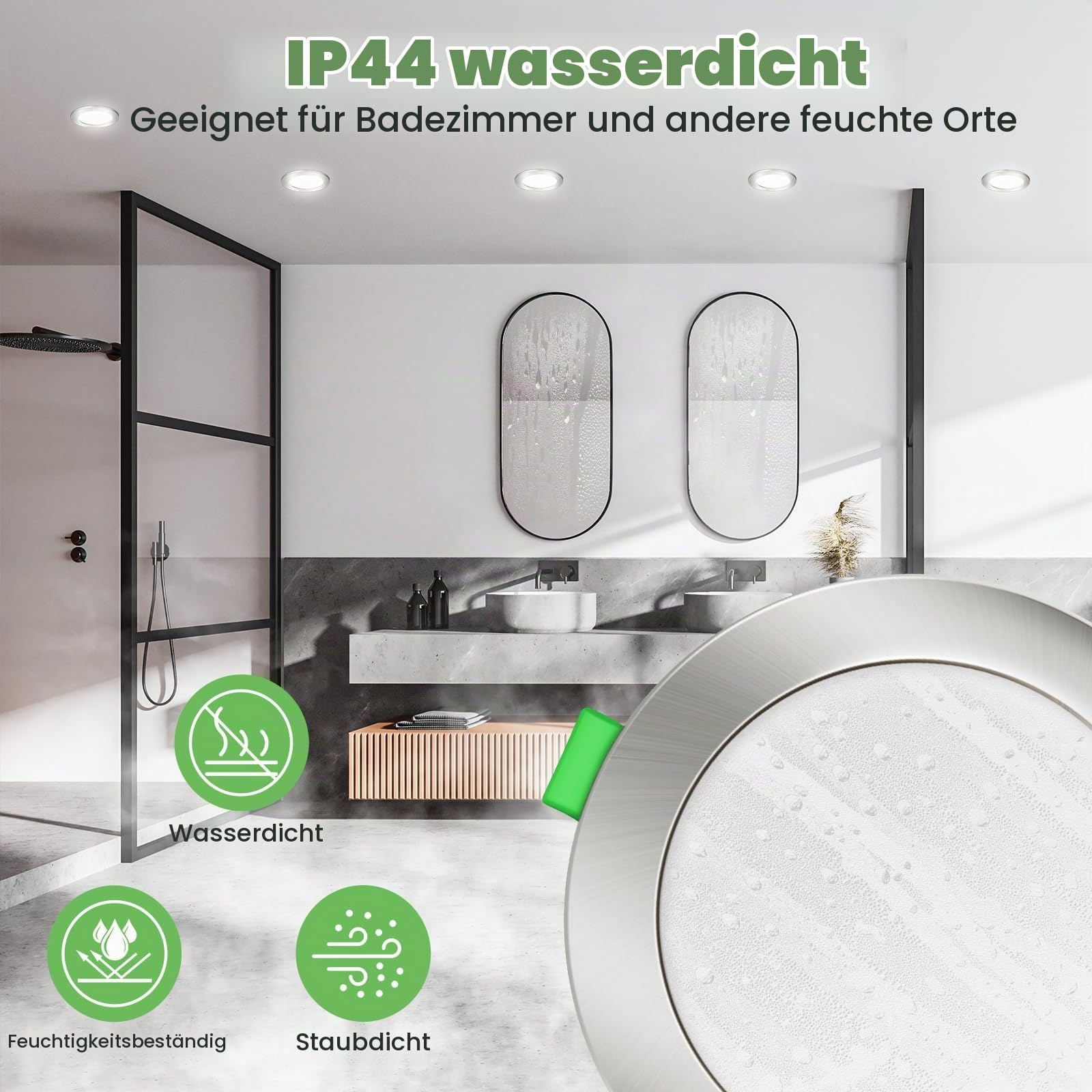 Alusso Recessed Ceiling Light Einbaustrahler 68mm 10er Set 3CCT
