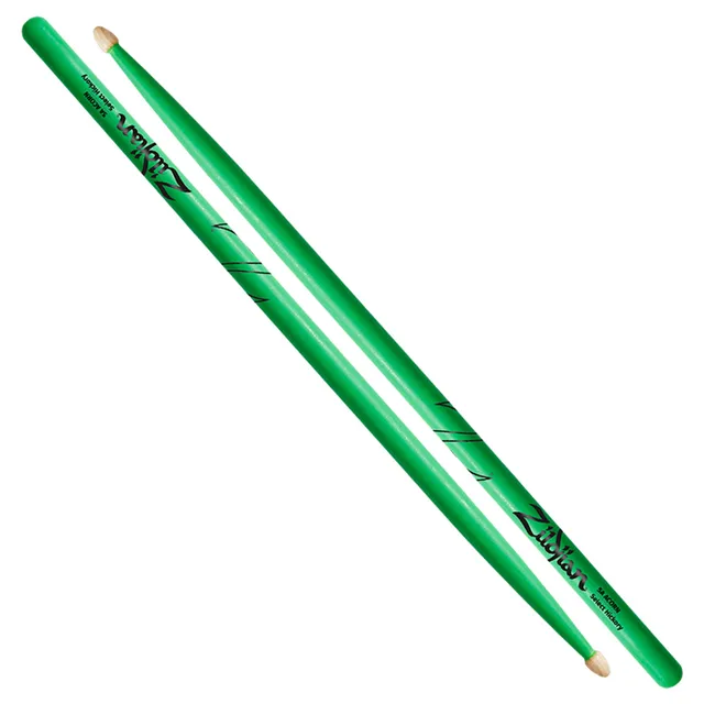 Zildjian 5A Acorn Neon Green Drumsticks Hickory Paar