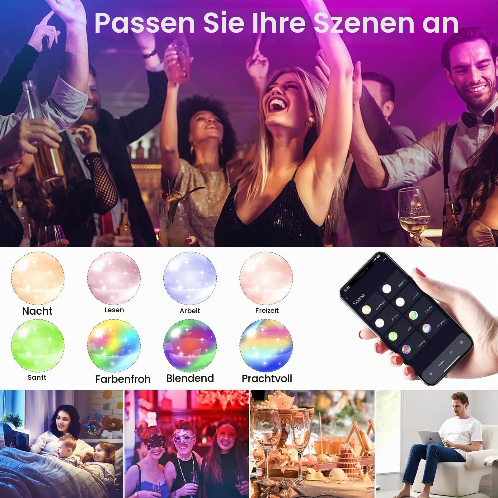 Alusso Smart Home LED Einbaustrahler 4er Weiß RGB Alexa 6W