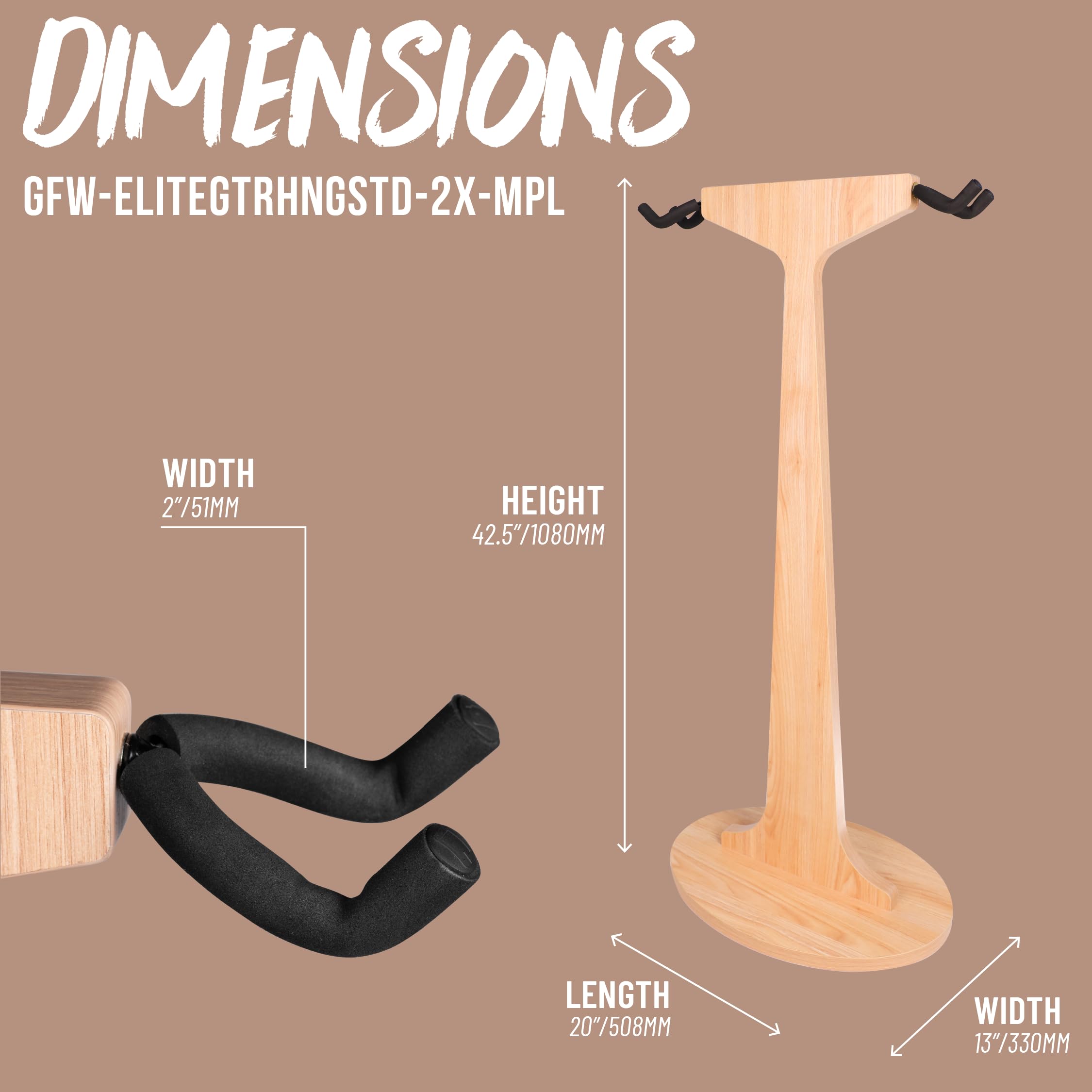 Gator Frameworks Elite GFW-ELITEGTRHNGSTD-2X-MPL Gitarrenständer Ahorn 2-fach