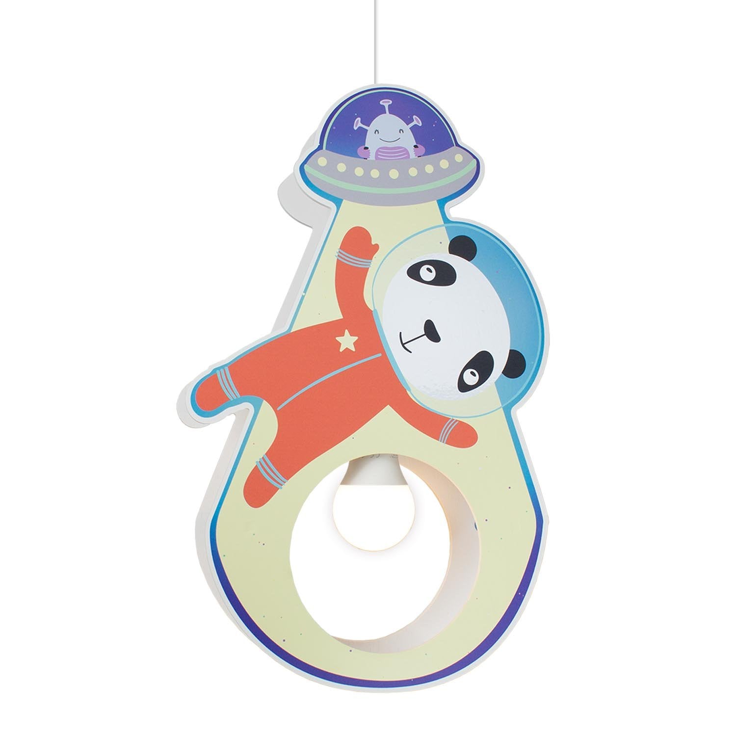 Elobra Little Astronauts Panda Pendelleuchte Holz E27