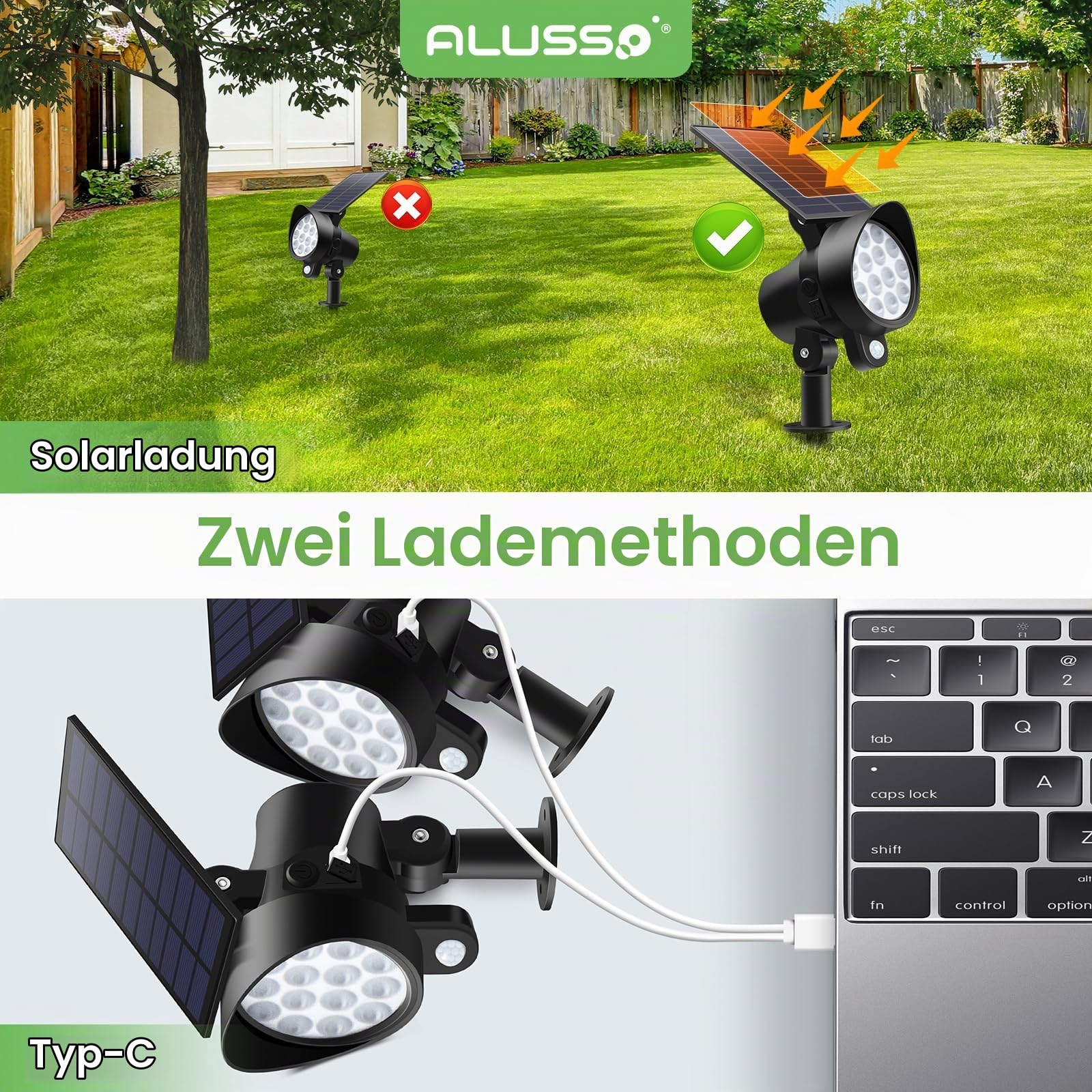 Alusso Solar Light Strahler 4er Set 3CCT mit Bewegungsmelder