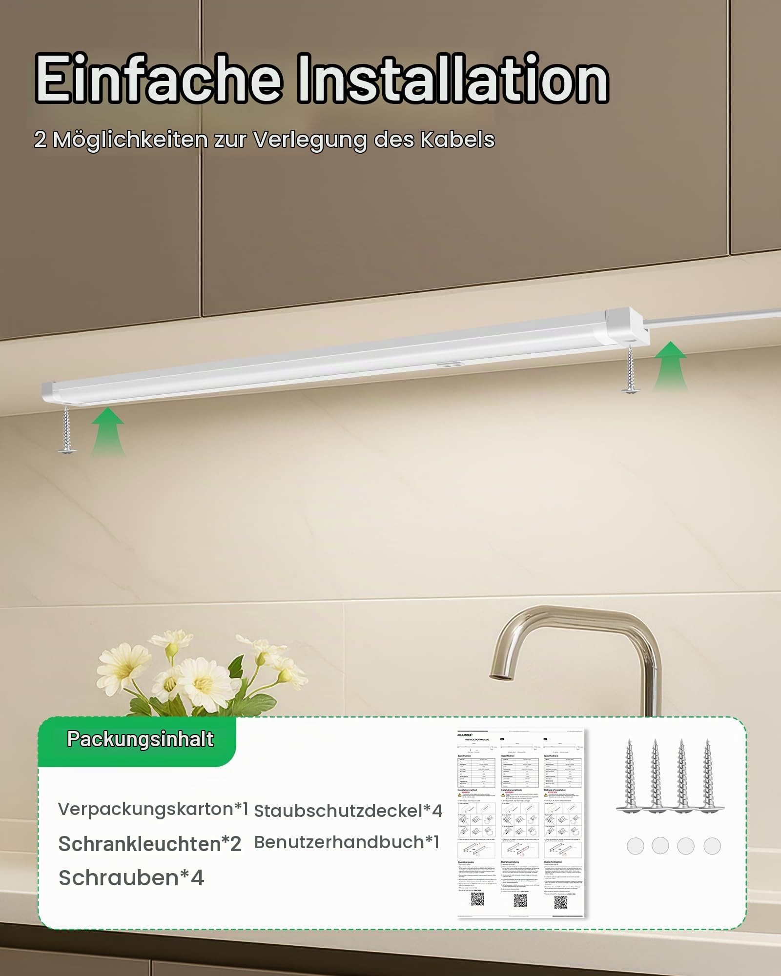 Alusso Cabinet Light Unterbauleuchte 40cm 2er Set dimmbar