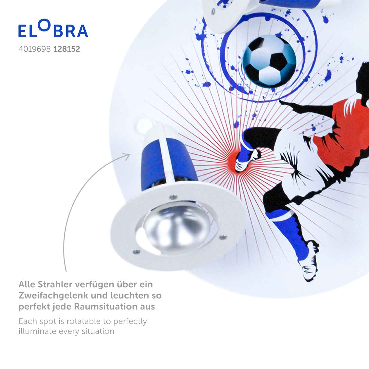Elobra Kids 3er Spot Rondell Soccer Deckenleuchte Fußball