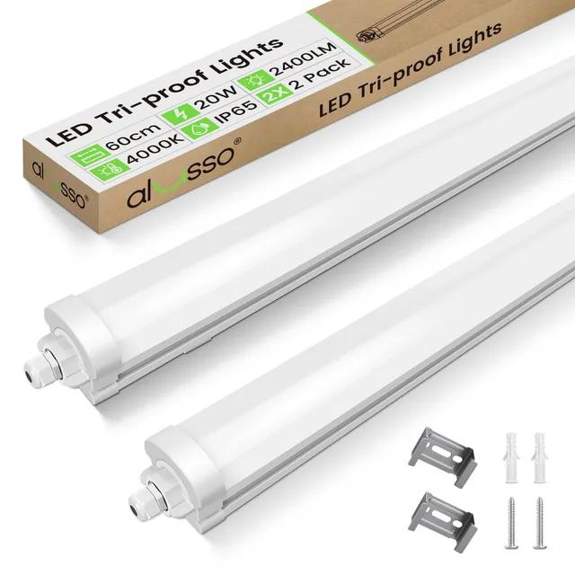 Alusso Feuchtraumleuchte LED 60cm 20W 2 Stück 2400lm IP65