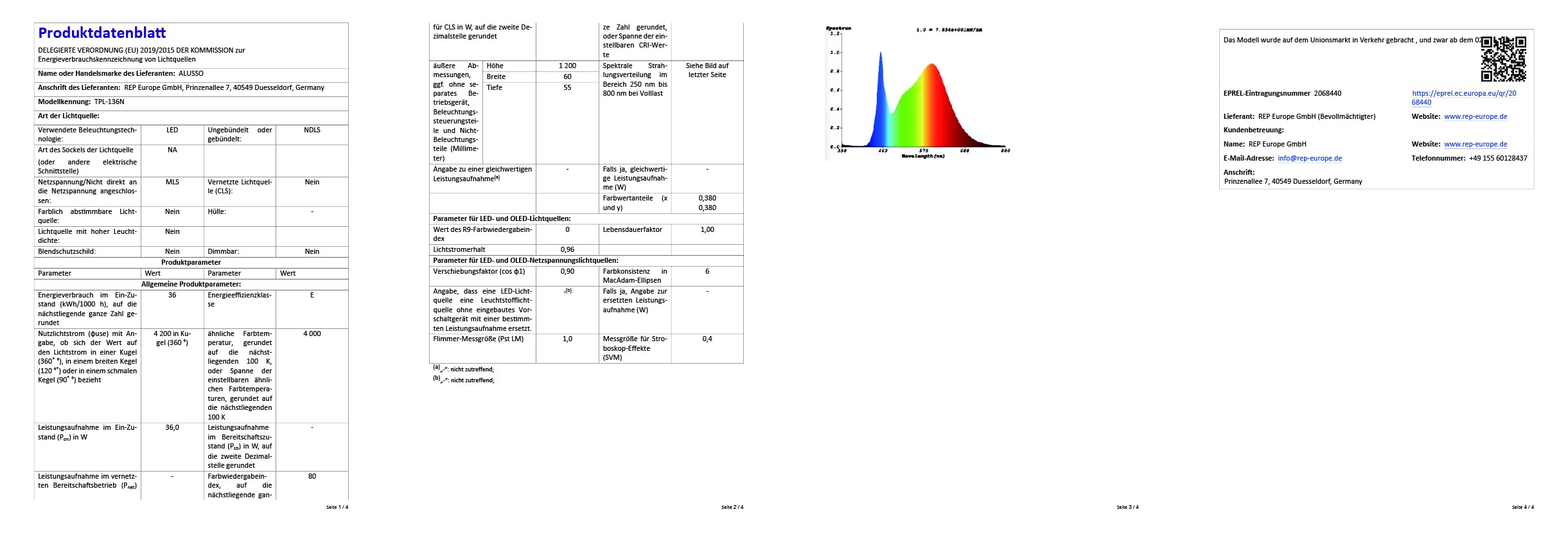 Alusso Feuchtraumleuchte LED 120cm 4000K IP65 2 Stück