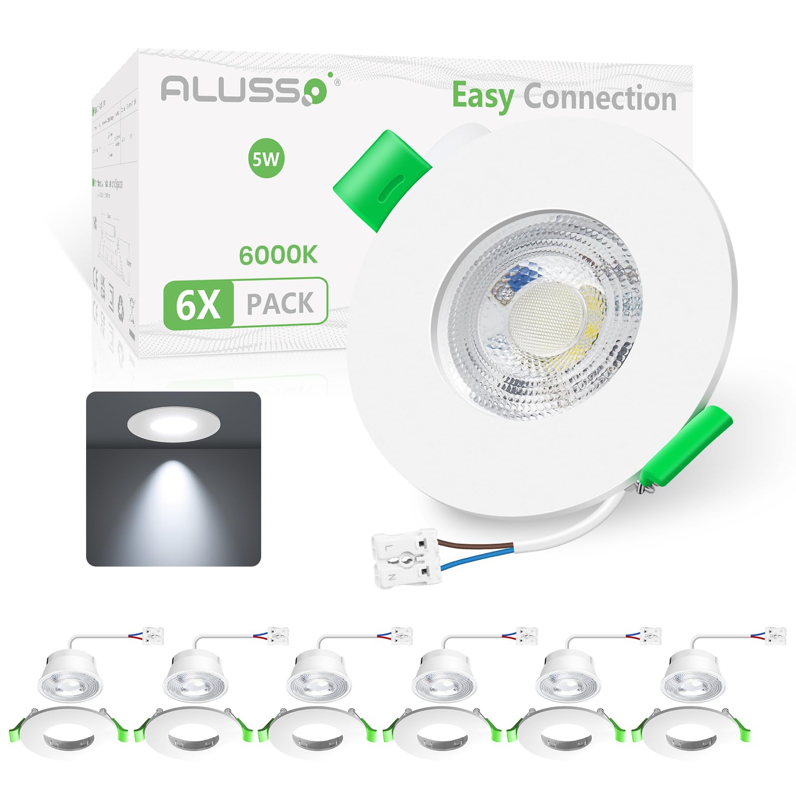 Alusso Recessed Ceiling Light Einbaustrahler 5W 6er 6000K IP44