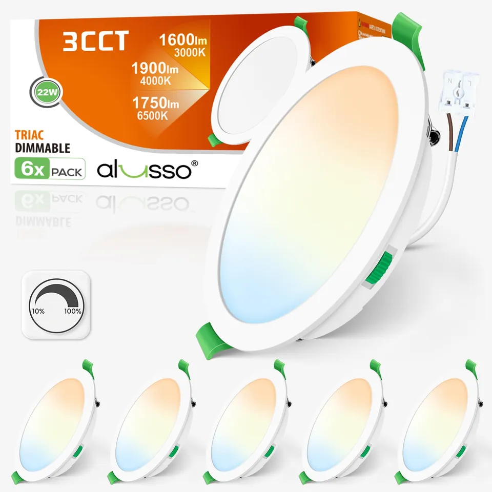 Alusso Recessed 22W Einbaustrahler 6er-Set 3CCT dimmbar IP44