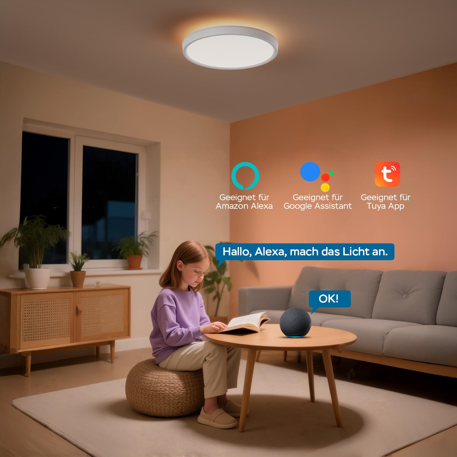 Modlicht LED Deckenleuchte 28W Ø30cm Weiß RGBIC Smart