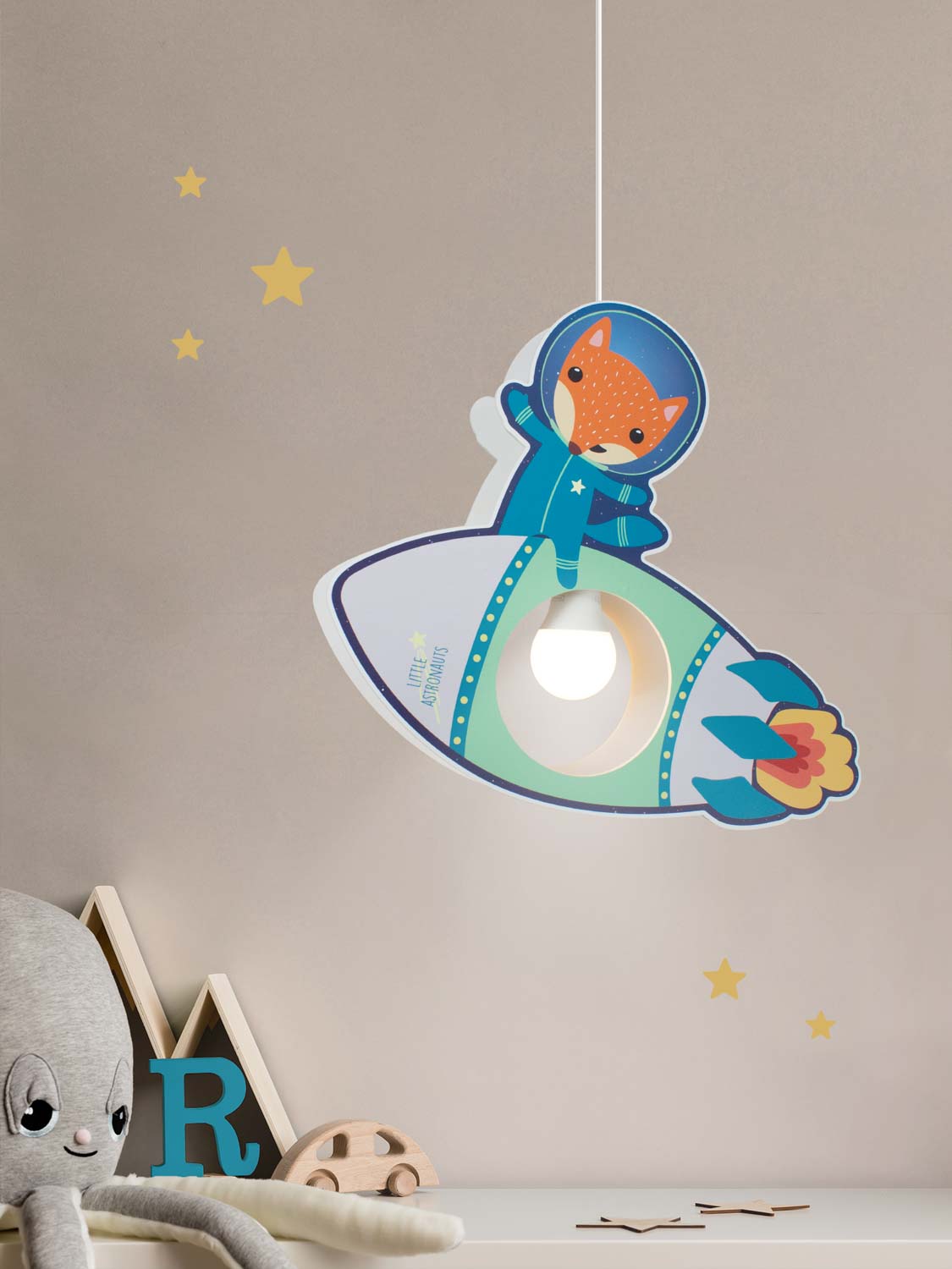 Elobra Little Astronauts Pendelleuchte Rakete Petrol