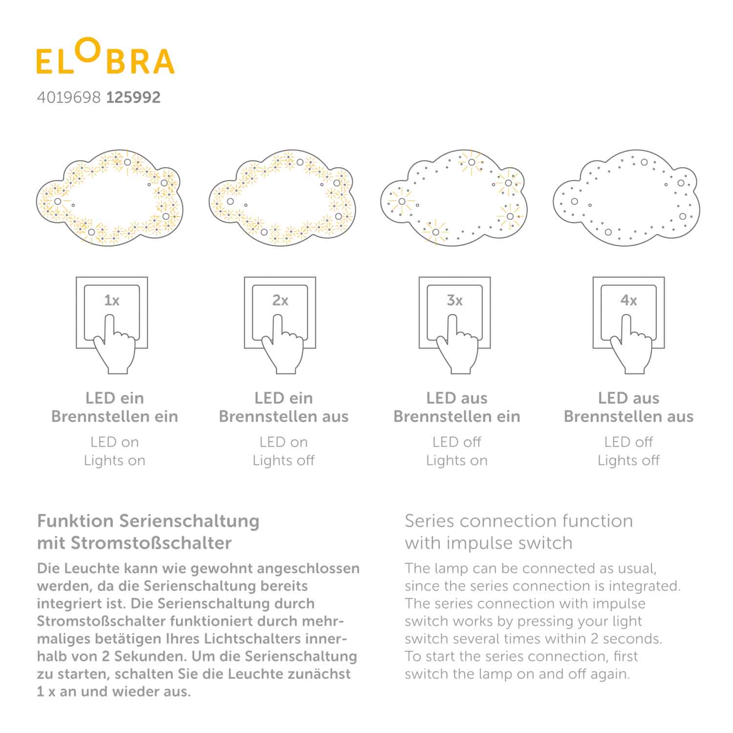 Elobra Wolke L Deckenleuchte Kinderzimmer LED