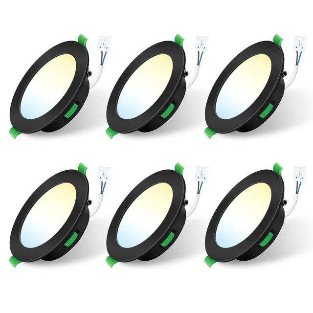 Alusso Einbaustrahler LED dimmbar schwarz 6 Stück IP44