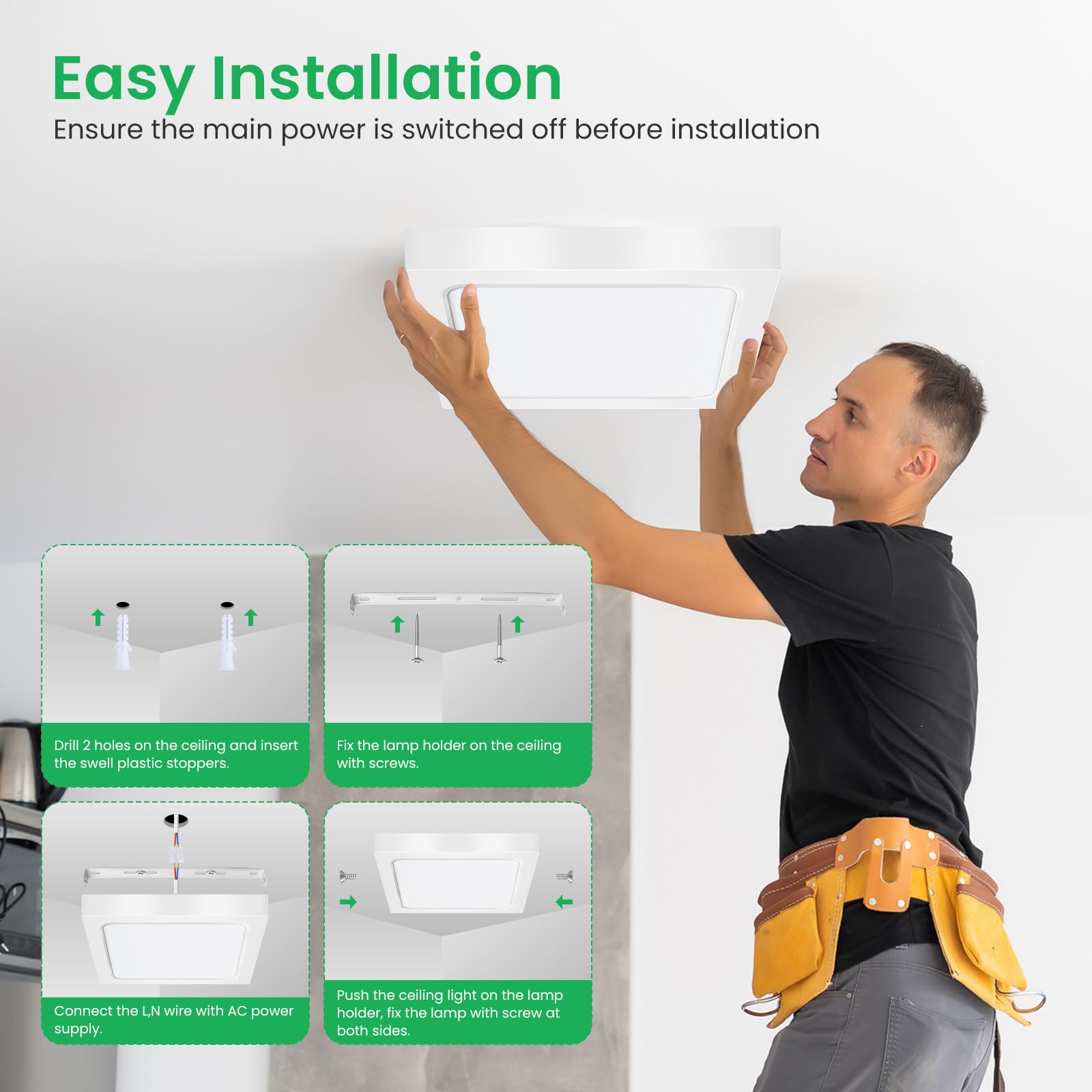 Alusso Recessed Deckenleuchte LED quadratisch 24W 30x30 IP44