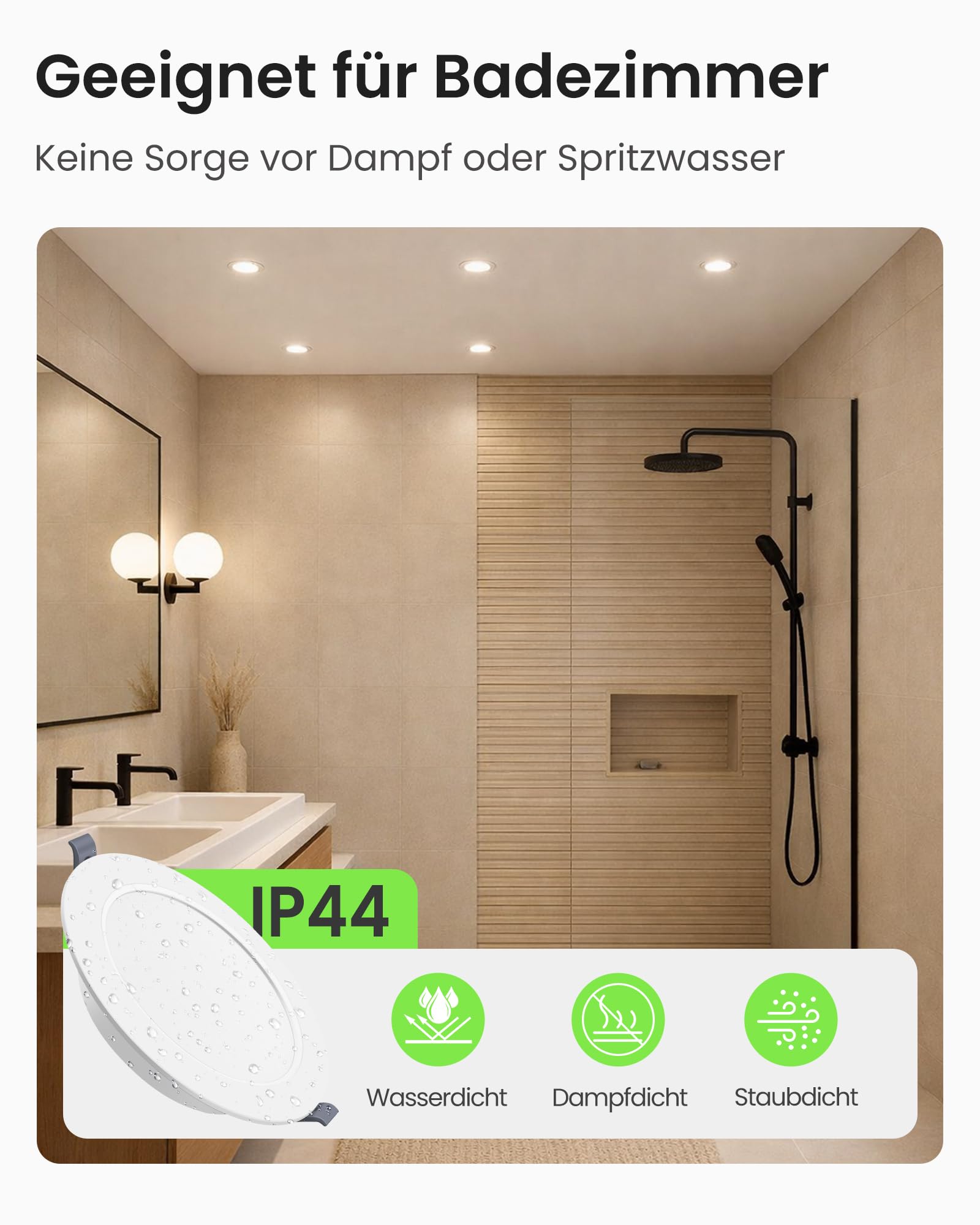 ALUSSO Einbaustrahler 9W Warmweiß 6er Set 120-130mm IP44