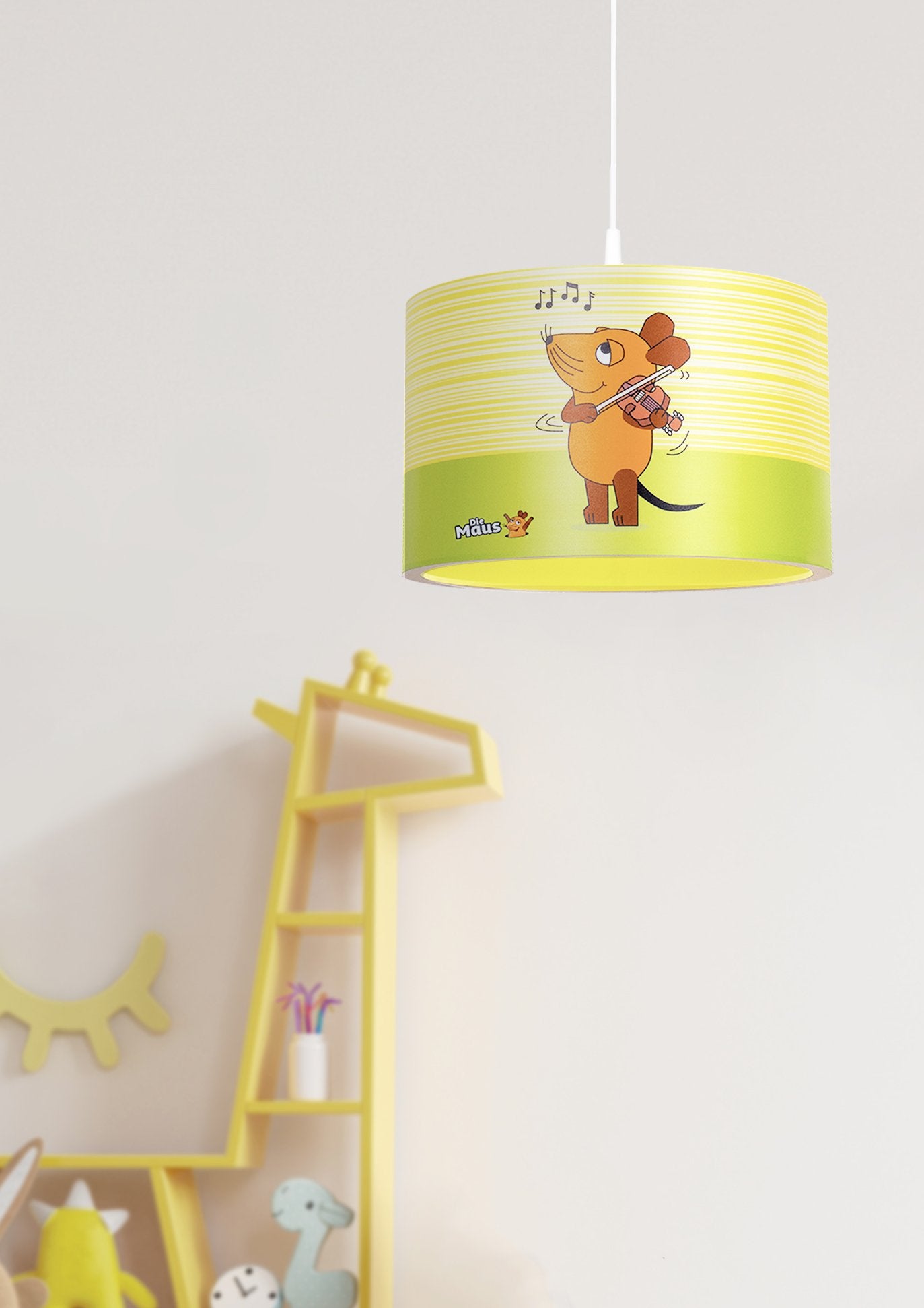 Elobra Kids Die Maus Hängeleuchte grün-gelb Holz