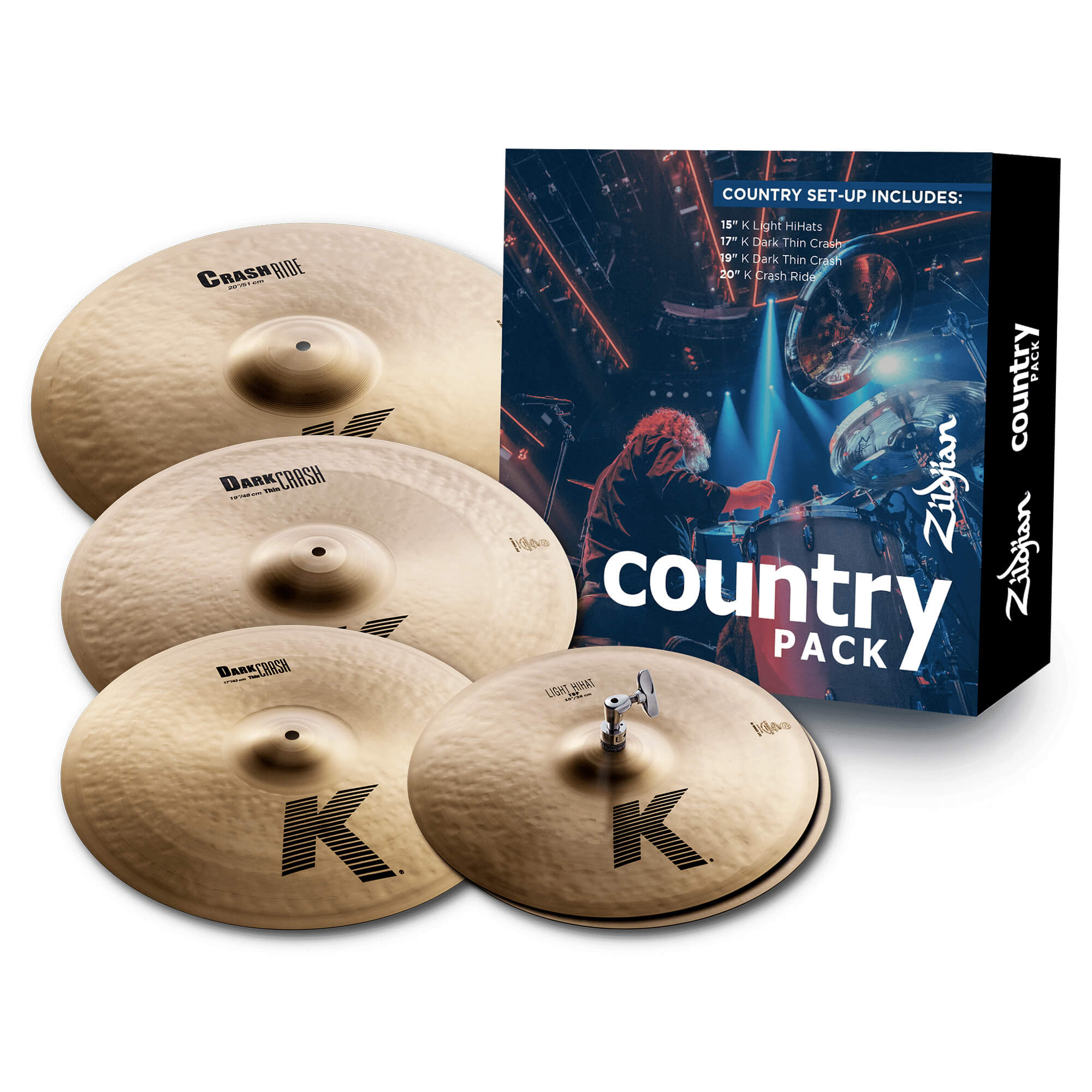 Zildjian K Country Becken-Set HiHat Crash Ride