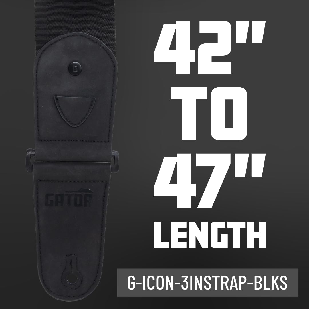 Gator ICON G-ICON-3INSTRAP-BLKS Gitarrengurt Schwarz Kurz