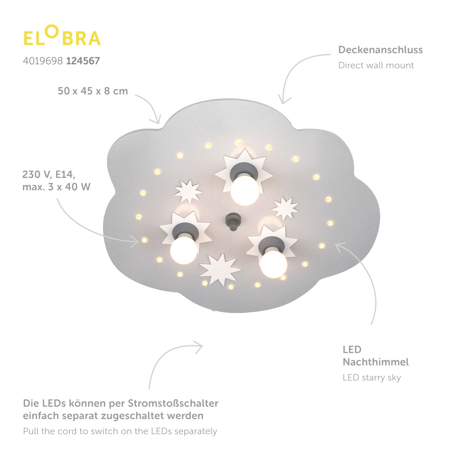 Elobra Sternenwolke S Deckenleuchte Kinderzimmer LED