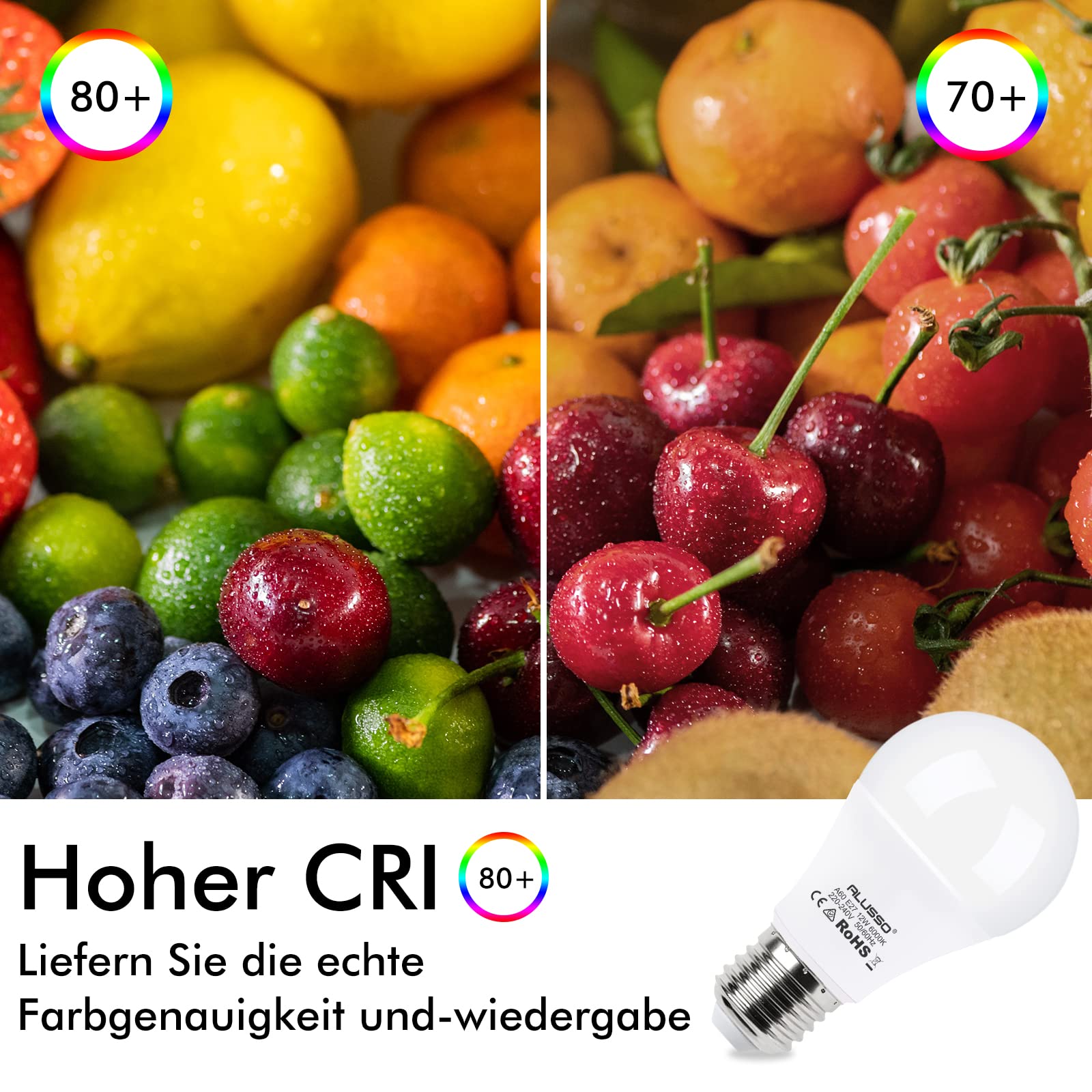 Alusso Bulb E27 LED Glühbirne 12W Warmweiß 3000K 10er-Pack