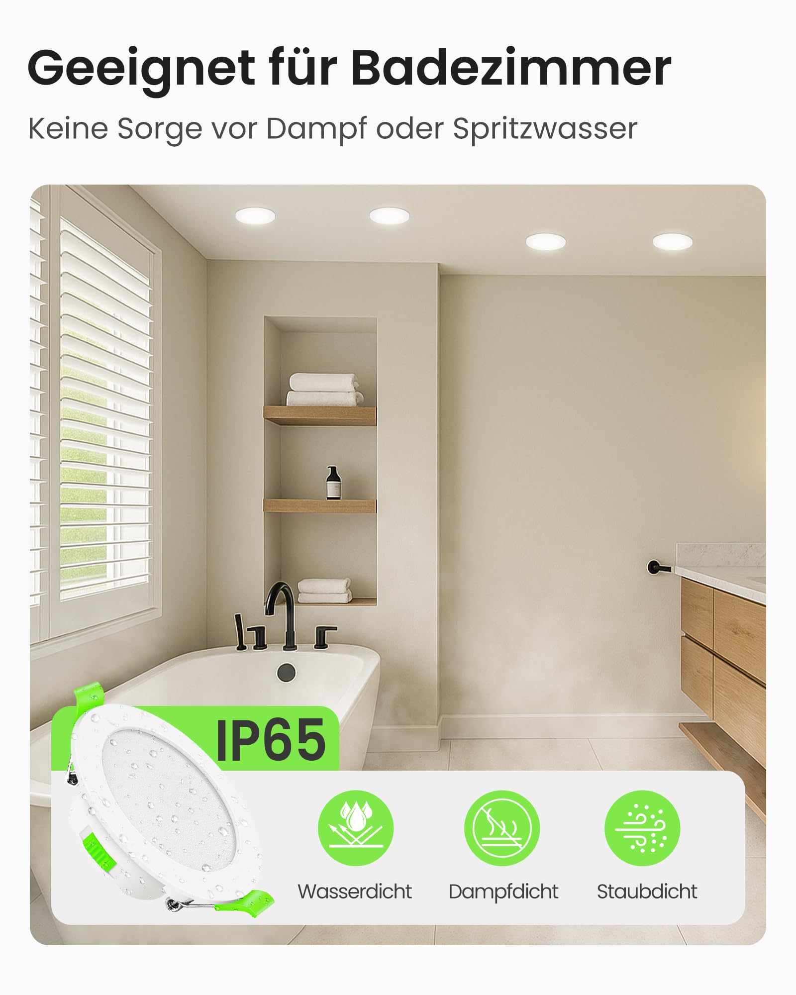 Alusso 7W Einbaustrahler rund weiß 6er Set IP65 dimmbar
