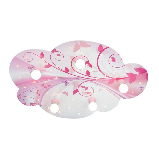 Elobra Kids Wolke Blume-Phantasie Deckenleuchte rosa LED
