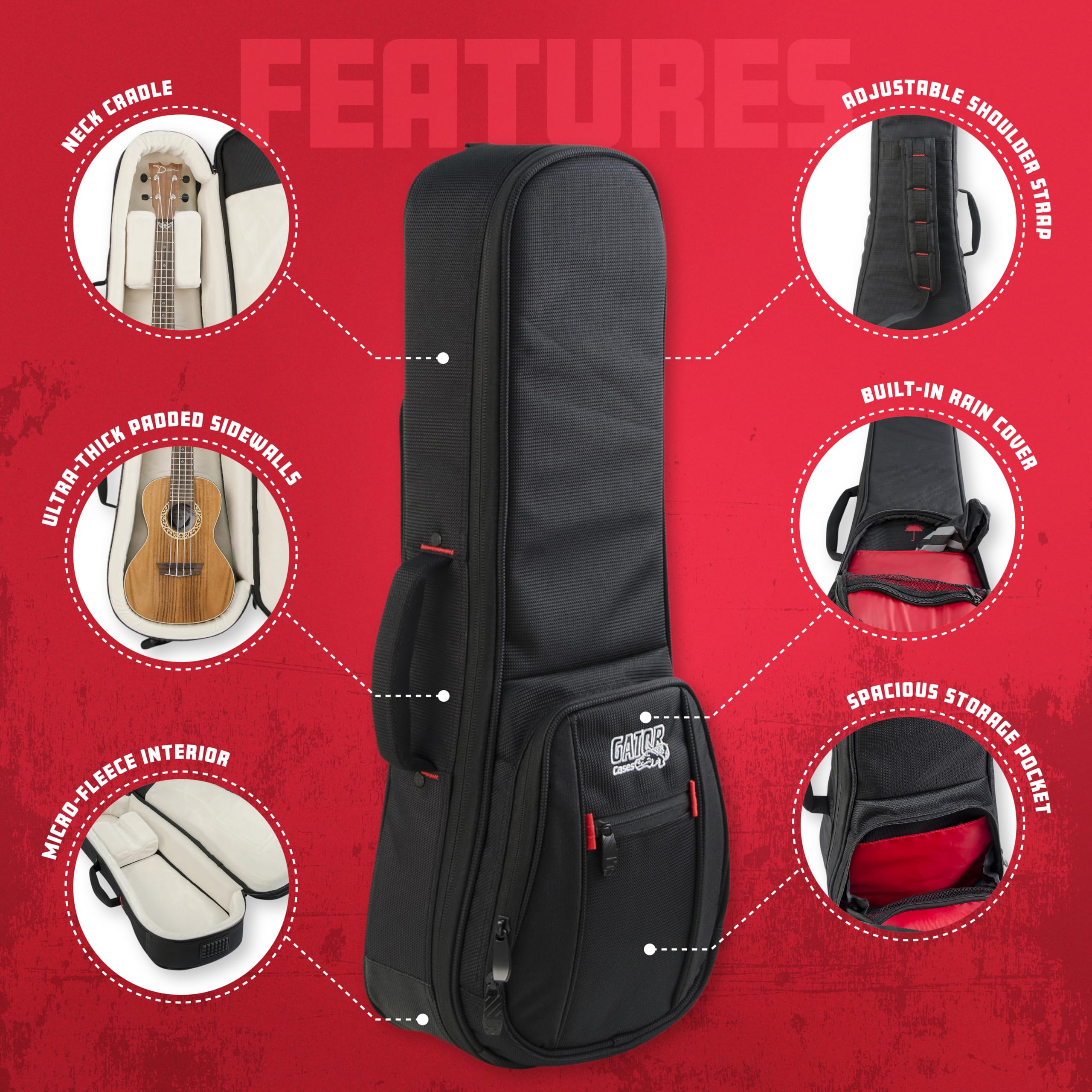 Gator Folk Instruments Konzert Ukulele Tasche schwarz gepolstert