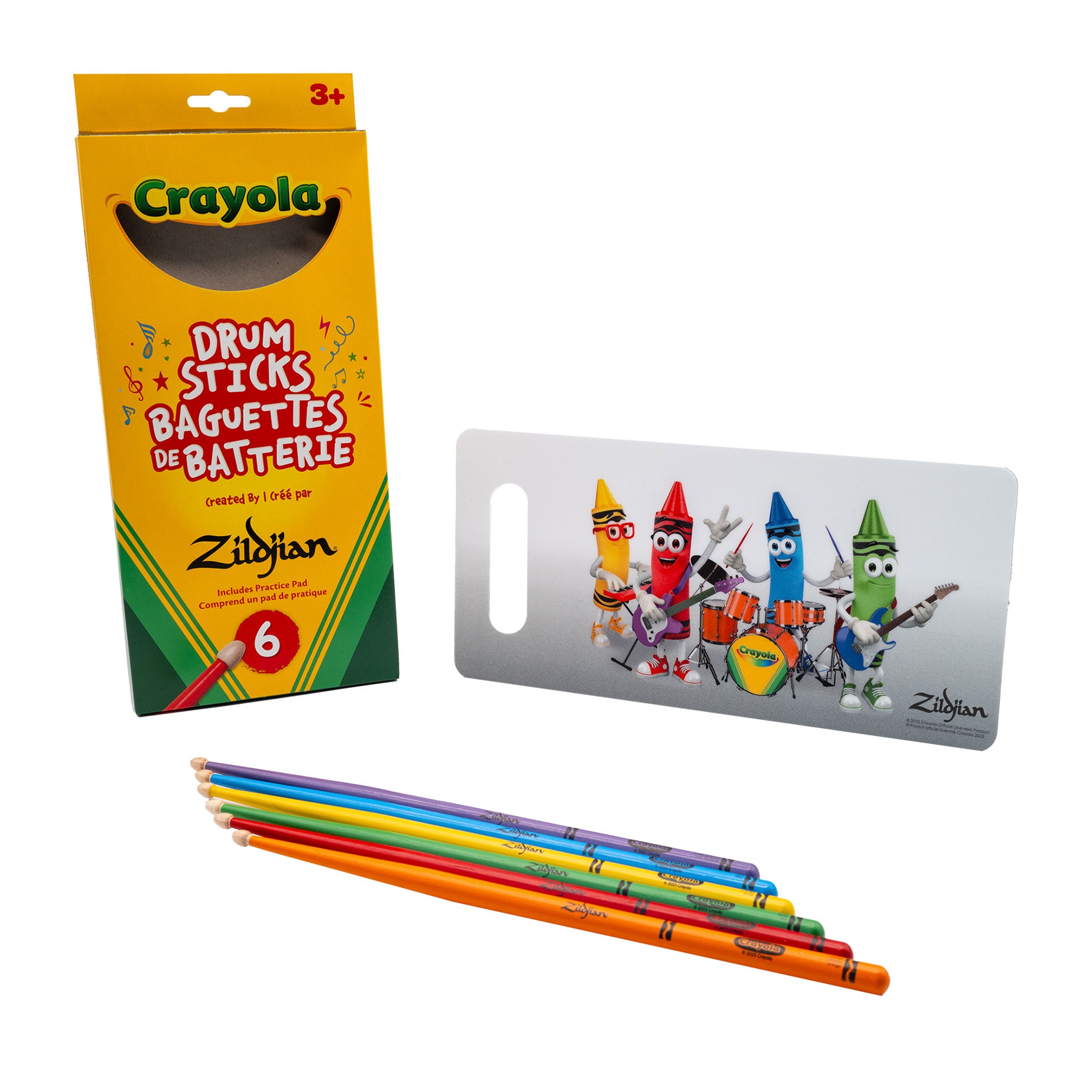 Zildjian Drumsticks x Crayola Pack Kinder 6 Sticks + Pad bunt