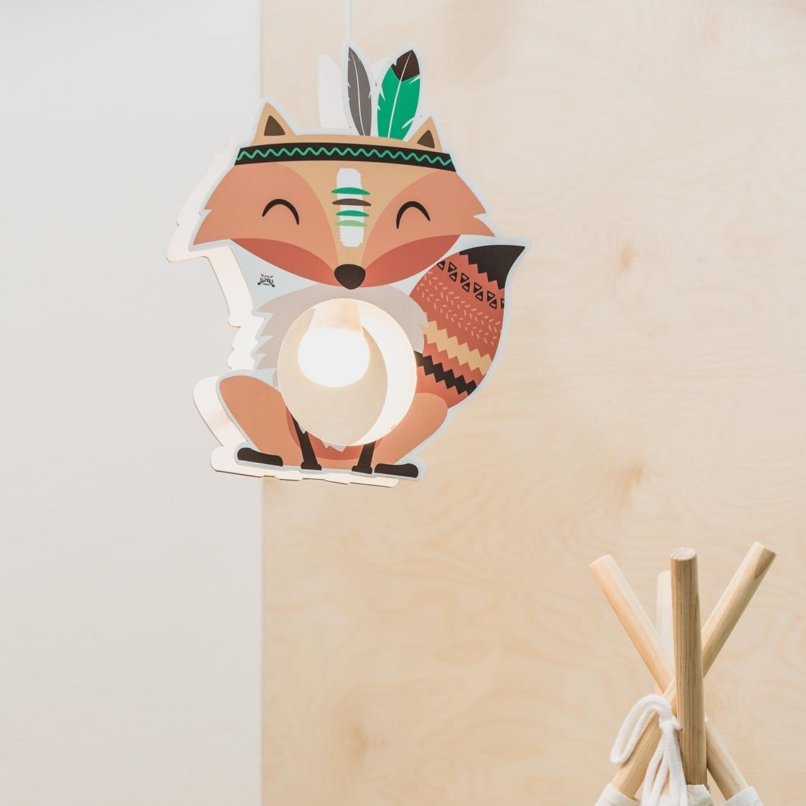Elobra Little Indians Fuchs Filip Pendelleuchte Holz orange