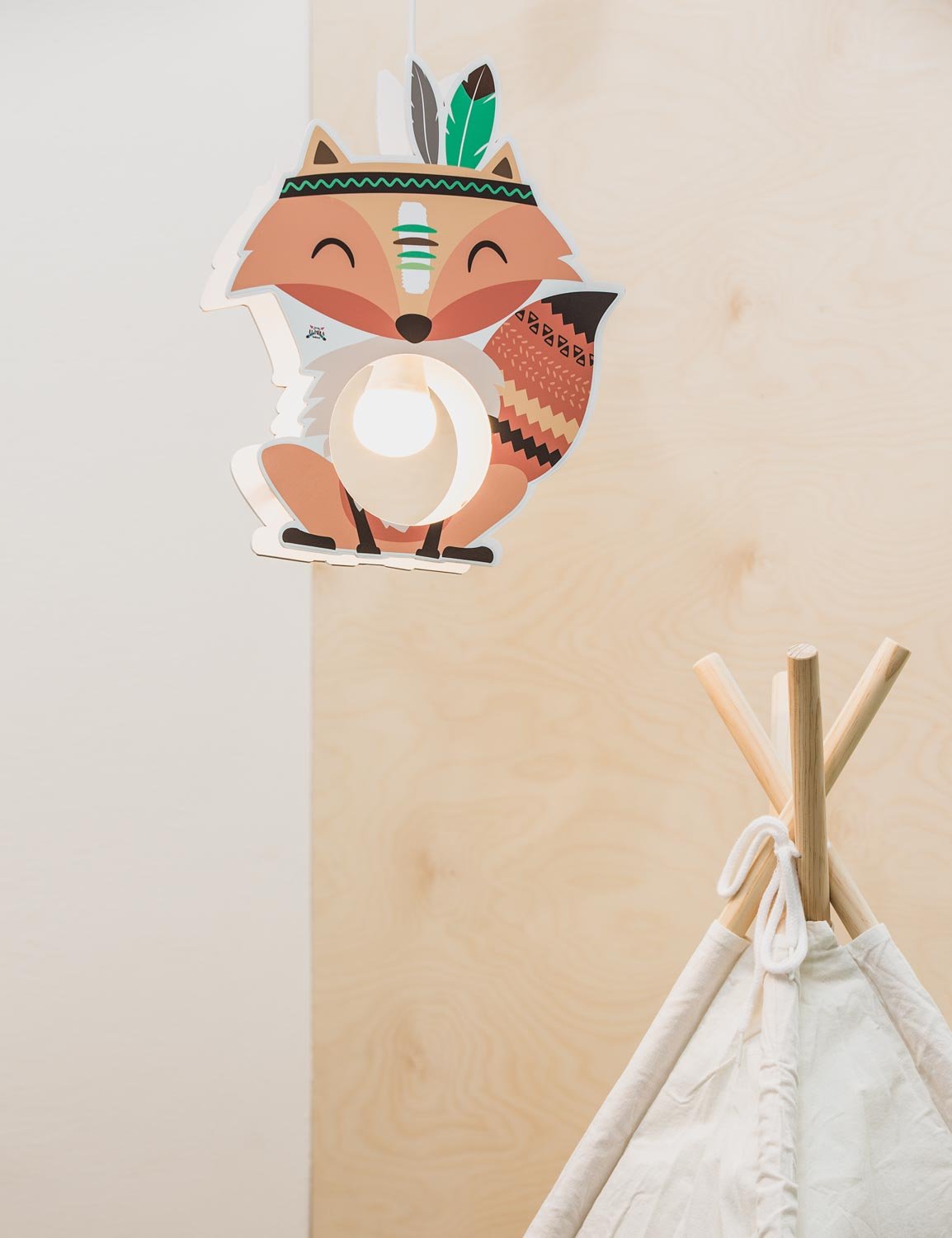 Elobra Little Indians Fuchs Filip Pendelleuchte Holz orange