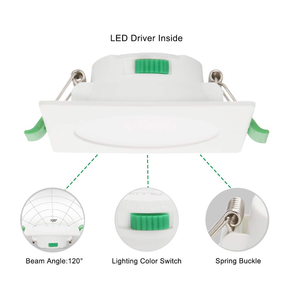 Alusso Recessed Ceiling Light 7W Einbaustrahler eckig dimmbar
