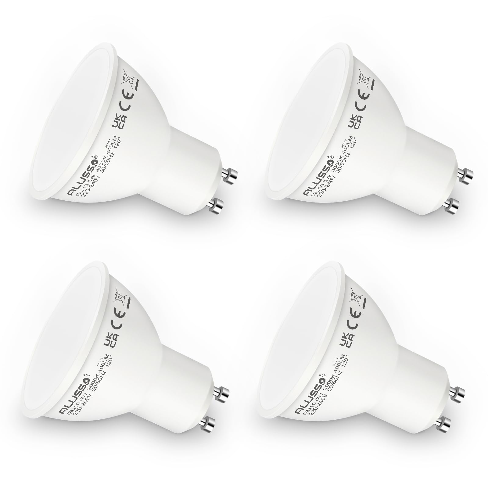 Alusso Bulb GU10 LED 5W Leuchtmittel Warmweiß 4er